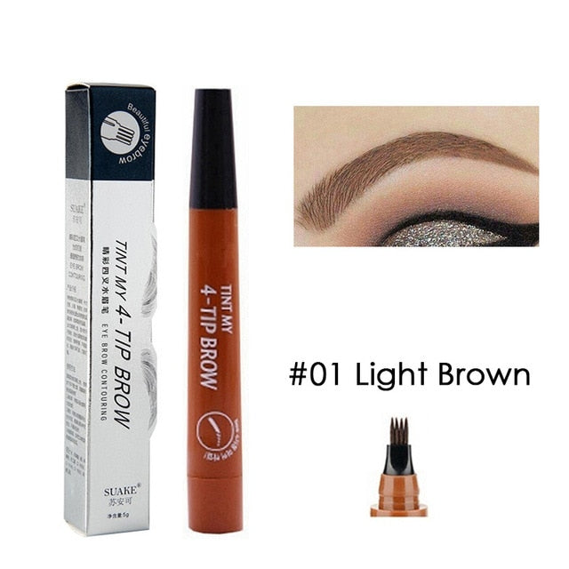 Eyebrow Tint 4 Tip Liquid Brow 5Colors Pen Makeup PaintEyebrow Liner Pen CosmeticsWaterproof Tool Microblade