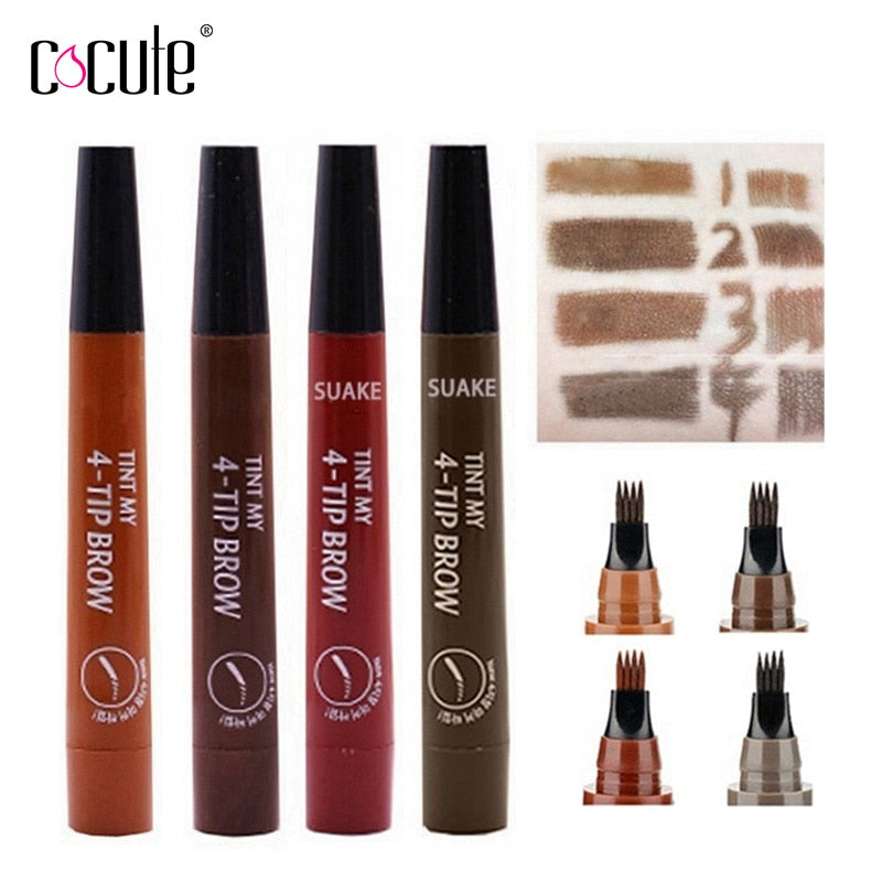 Eyebrow Tint 4 Tip Liquid Brow 5Colors Pen Makeup PaintEyebrow Liner Pen CosmeticsWaterproof Tool Microblade