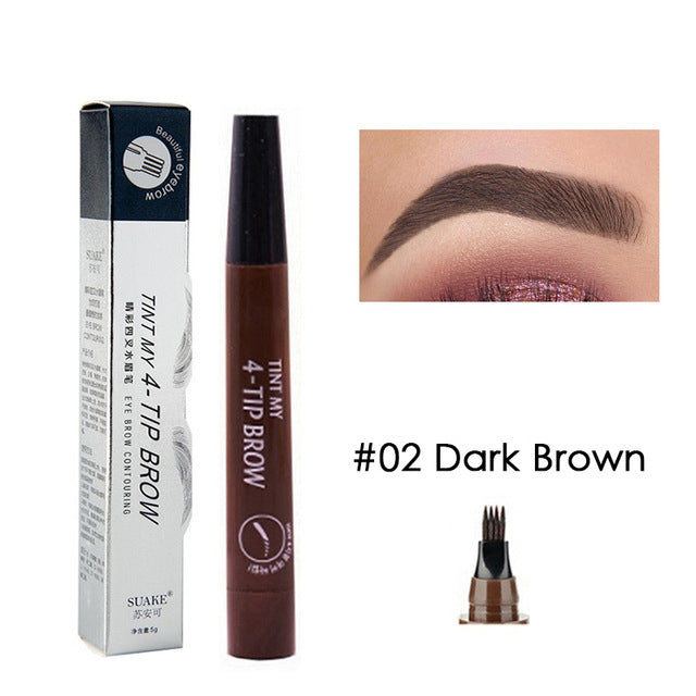 Eyebrow Tint 4 Tip Liquid Brow 5Colors Pen Makeup PaintEyebrow Liner Pen CosmeticsWaterproof Tool Microblade