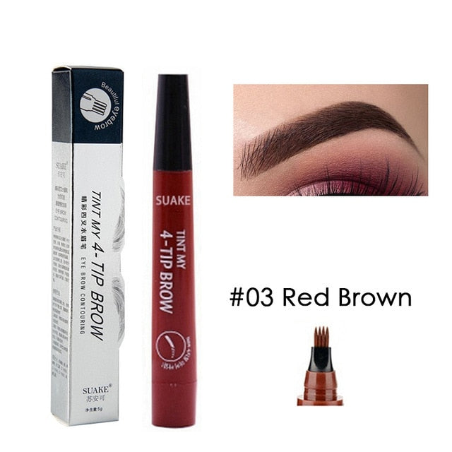 Eyebrow Tint 4 Tip Liquid Brow 5Colors Pen Makeup PaintEyebrow Liner Pen CosmeticsWaterproof Tool Microblade