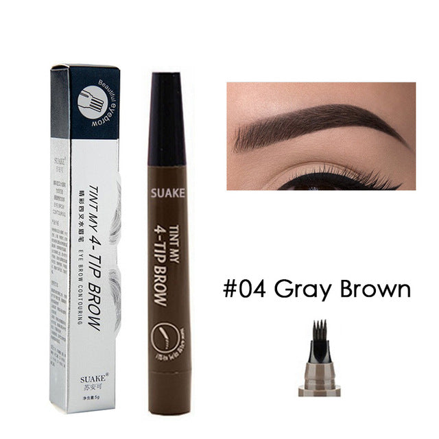 Eyebrow Tint 4 Tip Liquid Brow 5Colors Pen Makeup PaintEyebrow Liner Pen CosmeticsWaterproof Tool Microblade
